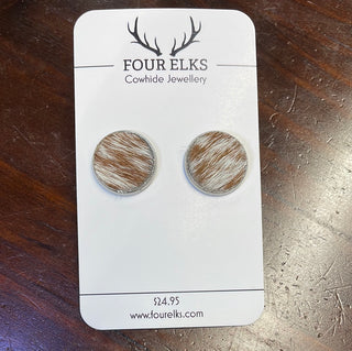 Cowhide Button Earrings
