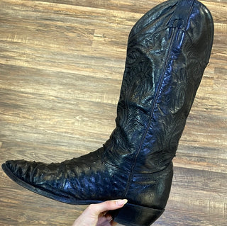 Mens Black Ostrich Cowboy Boot (11 E)
