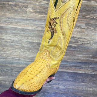 Portillo Salvaje Yellow Alligator Cowboy Boot - 7