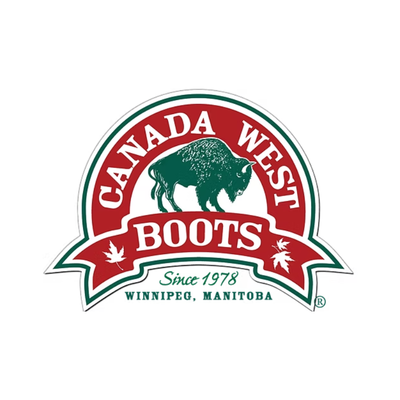 Canada West Boots logo with a buffalo and text on a white background