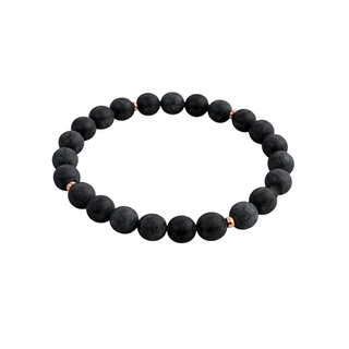 Black beaded bracelet on a white background