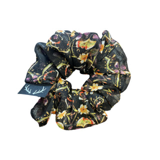 Floral patterned scrunchie on a white background