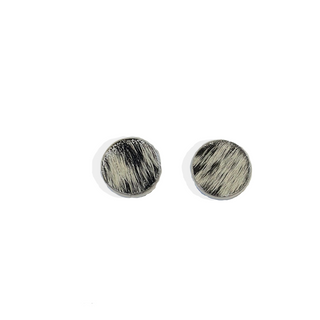 Cowhide Button Earrings