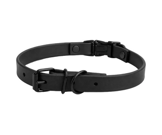 Black leather belt with two buckles on a white background
