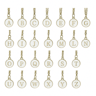 Gold necklaces with letter pendants on a white background
