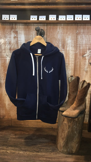 Antler Zip-up Sweater Navy *Discontinued**ONLY S, L, & XL Left* *