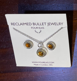 Bullet Studs & Necklace Birthstone Set