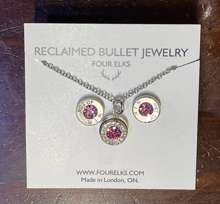 Bullet Studs & Necklace Birthstone Set