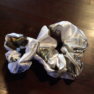 Satin white camouflage Scrunchie