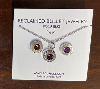 Bullet Studs & Necklace Birthstone Set