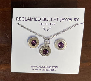 Bullet Studs & Necklace Birthstone Set (with Swarovski Crystals)