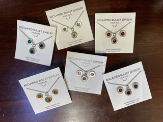 Bullet Studs & Necklace Birthstone Set (with Swarovski Crystals)