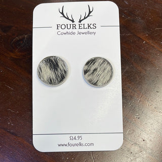 Cowhide Button Earrings